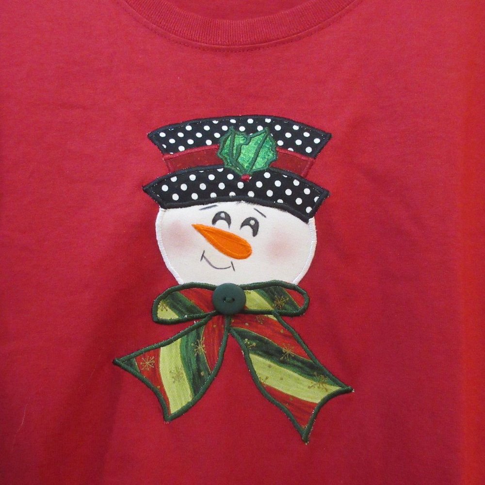 Gildan Adorable Snowman Holiday Short Sleeve T-Shirt Handmade 2X - Picture 10 of 10